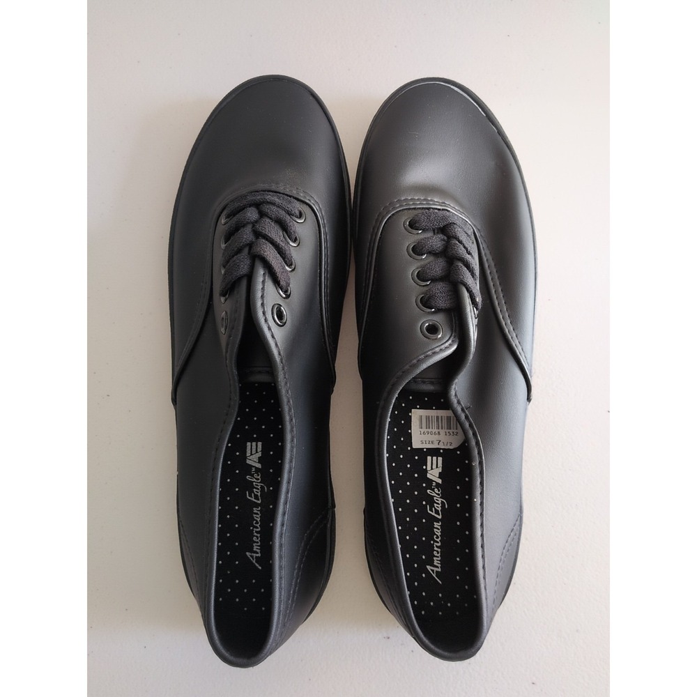 American Eagle Skater Style Lace Up Women's Black Canvas Shoe Size 7.5 M‎